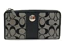 AUTHENTIC COACH SIGNATURE STRIPE ACCORDIAN ZIP WALLET 42247 (BW/Black)