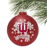 Indiana Hoosiers Crimson Snowflake Glass Ornament
