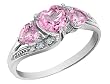 Created Pink Sapphire Heart Ring with Diamonds 1.53 Carat (ctw) in 10K White Gold