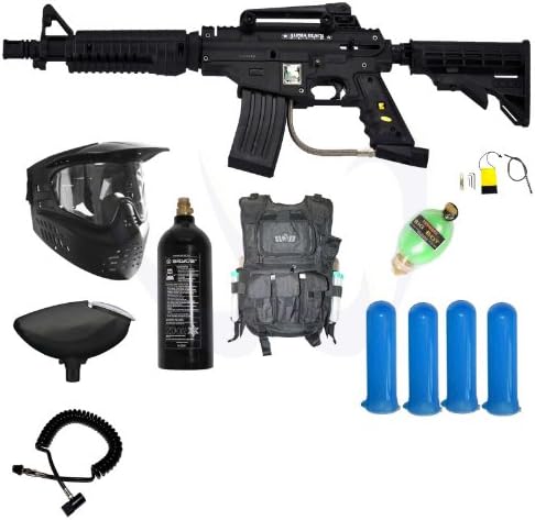 Tippmann US Army Alpha Black Elite EGRIP Paintball Gun Grenades Package