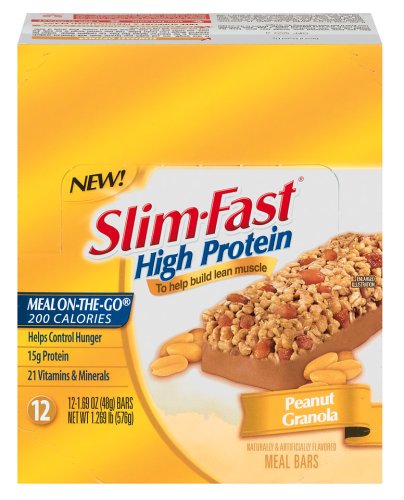 Slim-Fast High Protein Meal Bar, Peanut Granola, 1.69-Ounce Bars in 12-Count Boxes by Slim-Fast