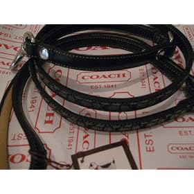 Coach Black Dog Mini Sig Leather Leash Size Small