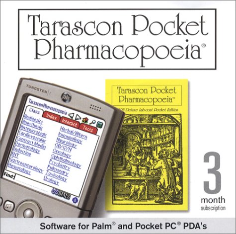 Tarascon Pocket Pharmacopoeia Deluxe PDA 3 month subscription on CD for Palm OS or Pocket PC