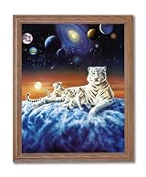 Galaxy Celestial Tiger Cub Cat Animal Wildlife Fantasy Home Decor Wall Picture Oak Framed Art Print