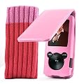 EASYi - Pink PU Leather Flip Case & Sock for Sony Walkman E Series 2011/12 Model 4GB 8GB (NWZ-E464B.CEW, NWZ-E464R.CEW, NWZ-E464P.CEW, NWZ-E464G.CEW, NWZ-E464L.CEW, NWZ-E463B.CEW, NWZ-E463R.CEW, NWZ-E463P.CEW, NWZ-E463G.CEW, NWZ-E463L.CEW)