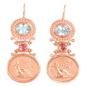 Tagliamonte - 14k Rose Gold Blue Topaz and Pink Tourmaline Earrings by Amazon.com Collection