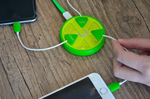 ARION Innovative Magnetic Induction Charger Hub with 3 Magnetic charging cables ( 2 Lightning Connector and 1 Micro Connector) and 1 USB Charging cable for Android and iPhone Device - Green