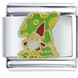 Green Mushroom Gnome Italian Charms Bracelet Link