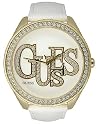 GUESS White Leather Strap Watch
