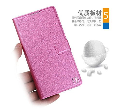 Lenovo S850 Case, Silk Flip Leather Folio Case for Lenovo S850 S850T Wallet Pouch Skin Cover Phone Shell With Stand Function And Card Slot (Rose)