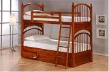 Cherry Finish Bunk Bed with Trundle Storage