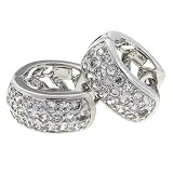 5159G45VwzL. SL160  Classic Huggie/Hoop Earrings w/pavéWhite CZs   Sterling Silver Reviews