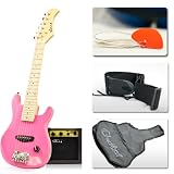 30" Kids Pink Electric Guitar with Amp & Much More Guitar Combo Accessory Kit