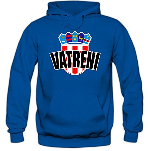 Kroatien EM 2016 #4 Kapuzenpullover | Herren | HRVATSKA | Kockasti | Trikot | Nationalmannschaft, Farbe:Blau (Royalblue F421);Größe:L
