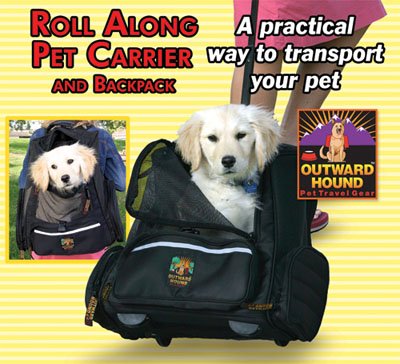 Kyjen Outward Hound Pet Roll Along Carrier & Backpack - Black
