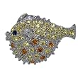 Silver Tone Puff Fish Animal Pin Brooch