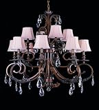 Crystorama Hand Cut Crystal Wrought Iron Chandelier - Florentine Bronze