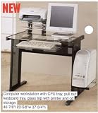 GLASS TOP COMPUTER WORKSTATION WITH CPU TRAY