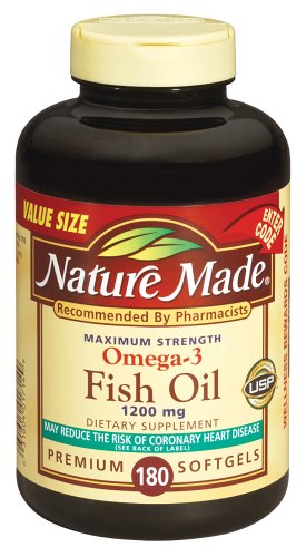 Nature Made Fish Oil Omega-3 Softgels, 1200 mg, 180-Count Bottles (Pack of 2) by Nature Made