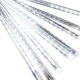 Isightguard イルミネーション30cm 144LED 流れ星 ライト8本セット防水仕様 3色選択可能　クリスマス 飾り (ホワイト)