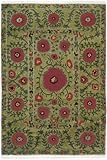IMAGE OF Tibet Rug Company 60 Knot Premium Tibetan Poppies Green 9' X 12' Area Rug