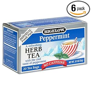 Bigelow Peppermint Herbal Tea, 20 Count Boxes (Pack of 6) Bigelow Peppermint Herbal Tea, 20-Count Boxes (Pack of 6)