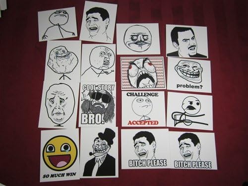 Y U No? Troll Face Bitch Please Mixed Meme Decals Lot of 16 Peel and Stick Die Cut Vinyl Sticker Decal