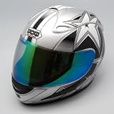 Motorcycle Street Bike Silver Star Full Face Adult Helmet