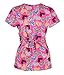 G Med Women's Mock Wrap Back Tie Printed Scrub Fashion Sets