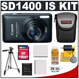 Cheap Canon PowerShot SD1400 IS Digital ELPH Camera (Black) + 8GB Card + Case + (2x) NB-4L Batteries + Tripod + Accessory Kit