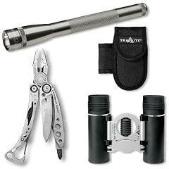 Outdoor Set 18, bestehend aus: Leatherman Skeletool inklusive Nylonholster, Mag-LED Mini LED 2AA titan-grau inklusive Batterien; Nylon-G�rtelholster schwarz; Trailite Optics Spirit 8x21 Fernglas