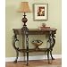 Powell Masterpiece Floral Demilune Console Table with Horse head and Hoofed-foot Cast Legs and Display Shelf