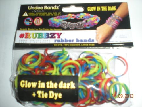 Rubbzy Glow in the Dark Primary Red Blue Yellow Tie Dye Loose Rubber Bands
