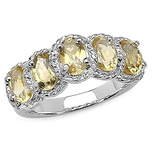 Buy 2.25 Carat Genuine Citrine Sterling Silver Ring by JewelzDirect