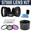 16 Pcs. Kit For FUJIFILM S7000 includes: 2.0x Telephoto + 0.45x Wide Angle + 4 Ring Adapters (46mm-58mm, 49mm-58mm, 52mm-58mm, 55mm-58mm) + 2 Protective Case (1 For Each Lens) + 4 Caps (Front and Back For Each Lens) + 58mm Filter Kit (1 UV filter, 1 CPL filter, 1 FLD filter) + Filter case + Adapter Tube + Cleaning Kit + 1 Ultra Fine Microfiber Cleaning Cloth GOJA Logo