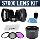 16 Pcs. Kit For FUJIFILM S7000 includes: 2.0x Telephoto + 0.45x Wide Angle + 4 Ring Adapters (46mm-58mm, 49mm-58mm, 52mm-58mm, 55mm-58mm) + 2 Protective Case (1 For Each Lens) + 4 Caps (Front and Back For Each Lens) + 58mm Filter Kit (1 UV filter, 1 CPL filter, 1 FLD filter) + Filter case + Adapter Tube + Cleaning Kit + 1 Ultra Fine Microfiber Cleaning Cloth GOJA Logo