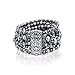 Bling Jewelry Stretch Simulated Black Pearl Bracelet Rhodium Plated