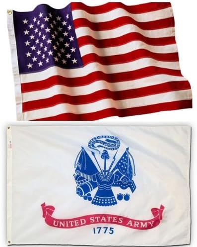 U.S. Embroidered American Flag &amp; Printed Army Official Military Banner Both 3x5 Ft. All Weather 200 Denier #1 Quality Nylon by Licensed Manufacturer 100% Made in USA