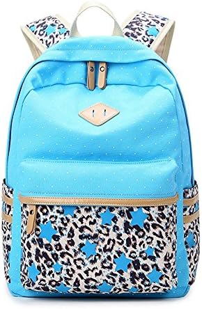 Kueran Laoptop Canvas School Bags Backpack for Teen Girls College Bookbag Sky Blue