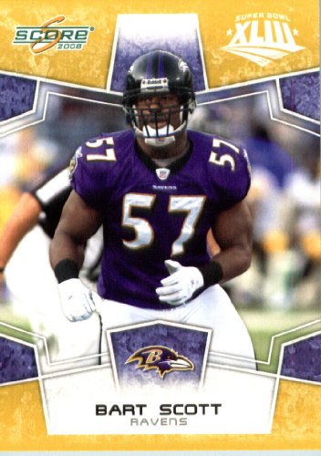 2008 Score SuperBowl Gold Parallel Edition Football Card - (Limited to 800 Made) # 24 Bart Scott LB - Baltimore Ravens / in Protective Screw Down Display Case