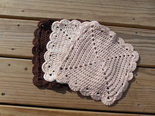 Crochet Dishcloth or Washcloth, Beige, Brown and Variegated 100% Cotton Clothes, Eco-friendly, Set of 3