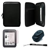 // Many Colors Available // Carbon Fiber Durable Slim Protective Eva Storage Cover Cube Carrying Case with Mesh Pocket for Barnes & Noble NOOK Simple Touch eBook Reader BNRV300 (Nook 2nd Generation Release 2011 Model )+ a Black Home USB charger + a Anti-Glare Screen Protector + Includes 4-inch ebigvalue Determination Hand Strap