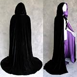 Lined Black-Purple Velvet Cloak - Medieval Renaissance Victorian Costume by Artemisia Designs