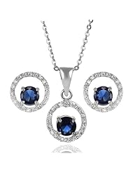 Alexandria Collection Sterling Silver Blue Cubic Zirconia Round Jewelry Set