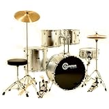 Silver Drum Set for Sale with Cymbals Hardware and Stool New Gammon 5-Piece Kit Full Size