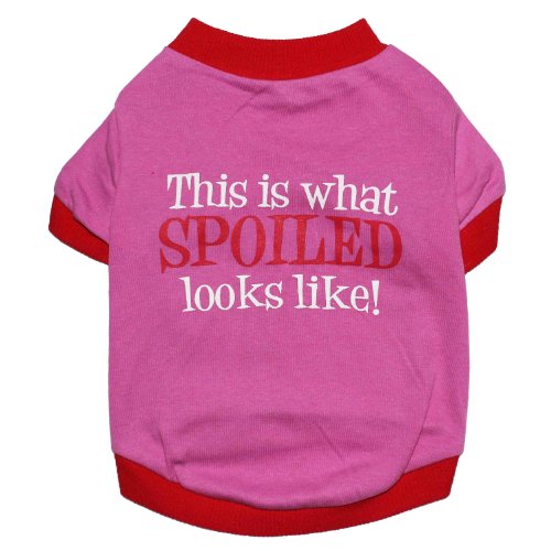 Pet Clothes Hot Pink Dog T Shirt Cute Letters Printed Dog Clothing Small Dogs Clothes High Quality Cotton Dog Costume (M)