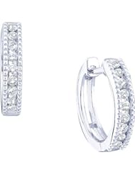 10K White Gold 0.26CT Round Cut Diamond Fashion Hoops