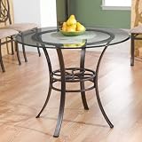 Dining Table with Glass Top Dark Brown Metal Tube Frame