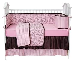 Tadpoles Toile Crib Set in Pink and Brown