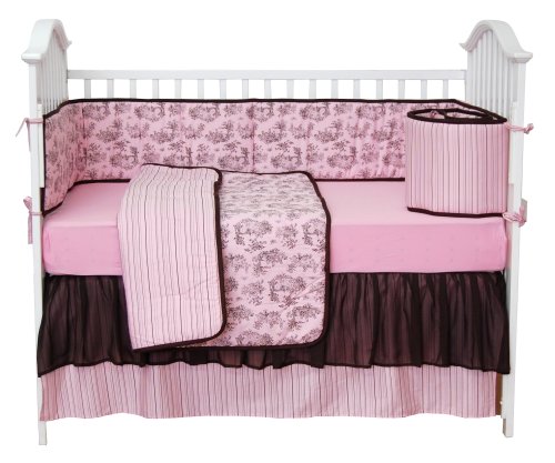 Tadpoles Toile Crib Set in Pink and Brown product image
